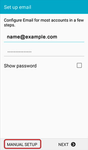 Setup ICA.NET email account on your Android Phone Step 1